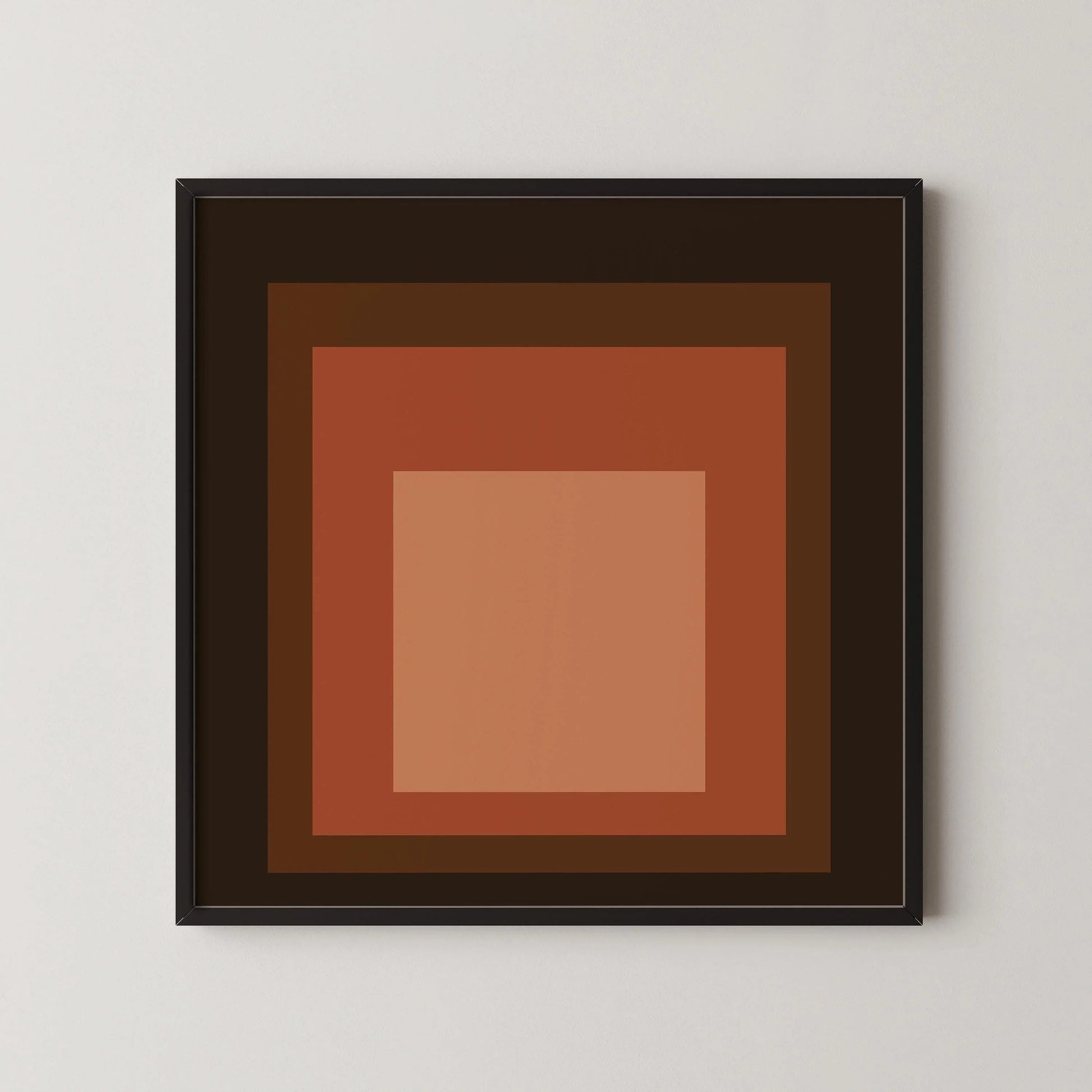 Estampe inspirée par l'œuvre de Josef Albers Oxblood : « Hommage au carré », impression giclée moderne du milieu du XXe siècle.