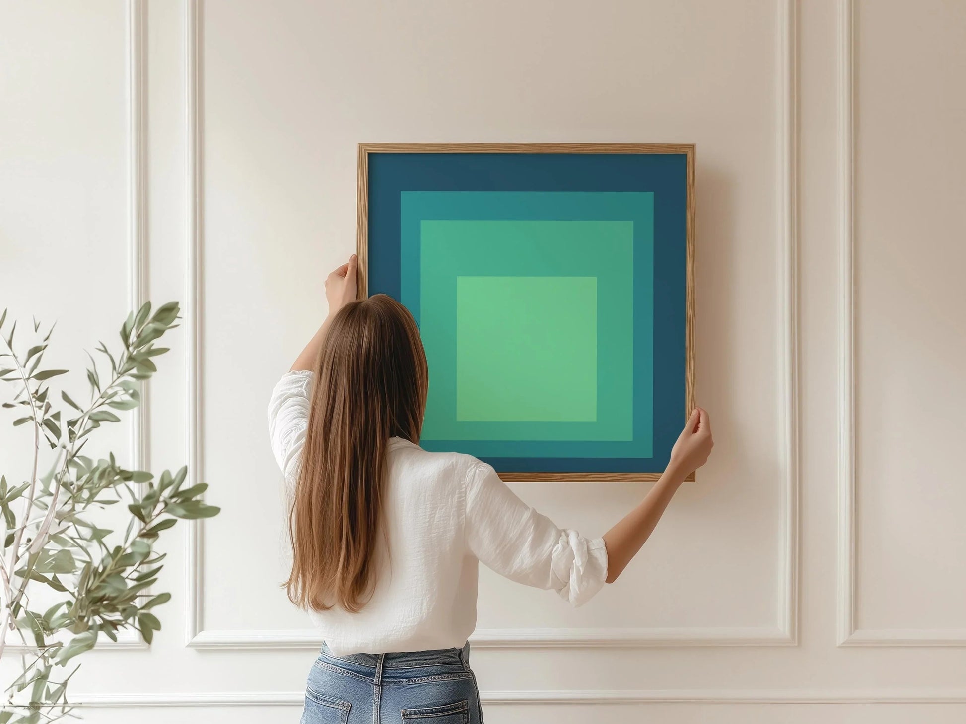 Inspiré par Josef Albers - Sarah - Hommage au carré - Impression giclée : Art moderne du milieu du XXe siècle