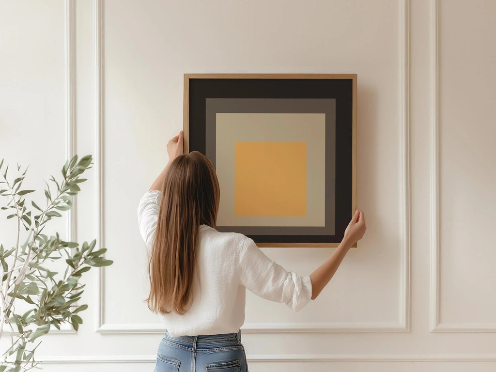 Inspiré par Josef Albers - L'Œuf Millénaire - « Hommage au Carré », estampe giclée : Art moderne du milieu du XXe siècle