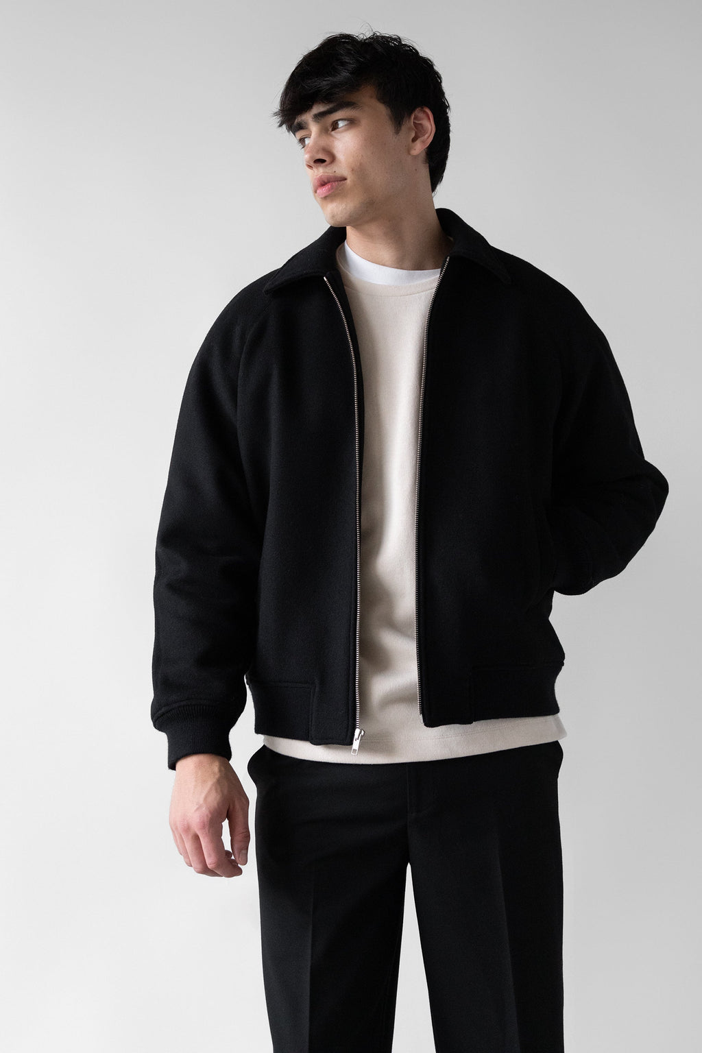 BLOUSON BOMBER EN MÉLANGE DE LAINE