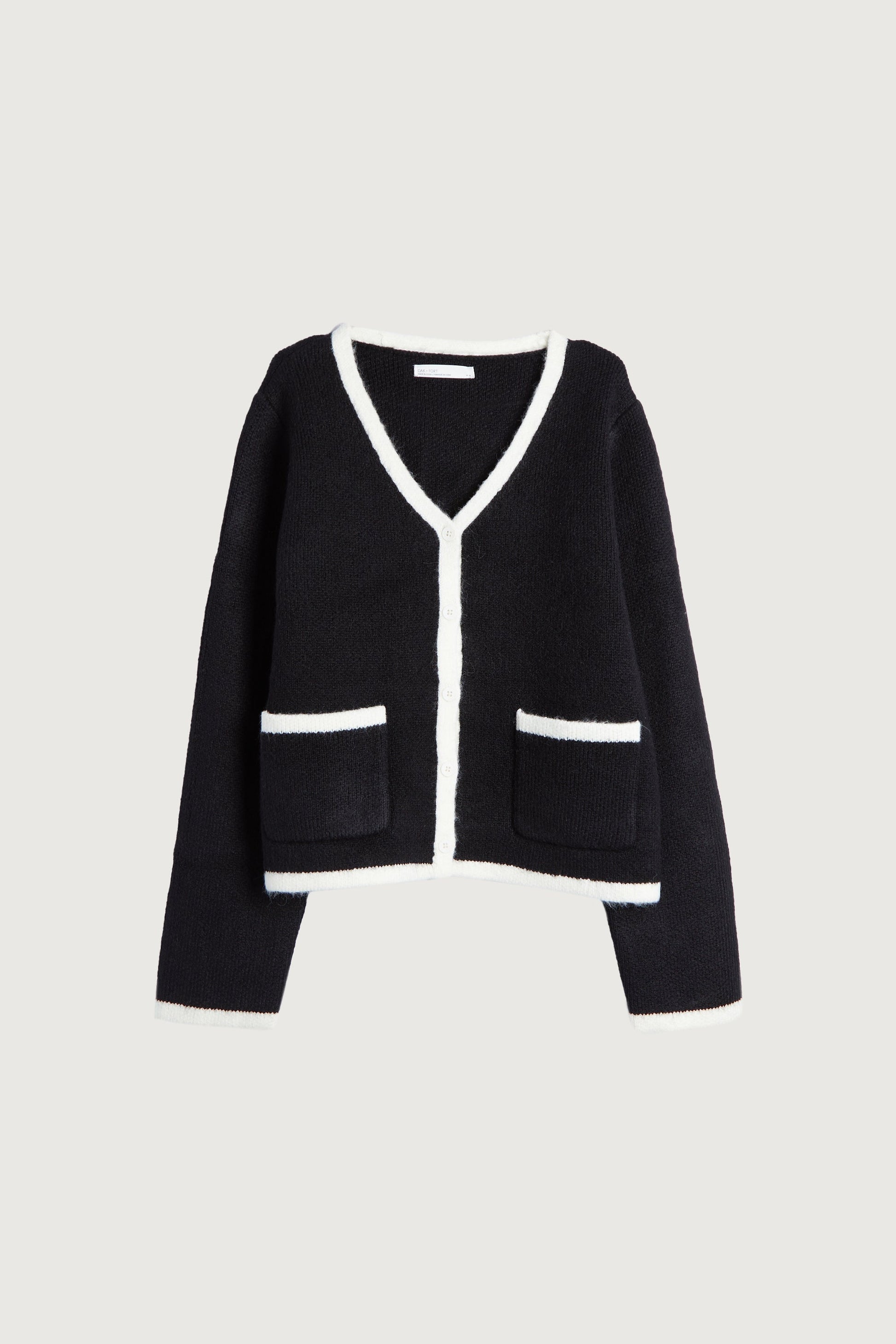 CARDIGAN BOUTONNÉ À BORDURES CONTRASTÉES