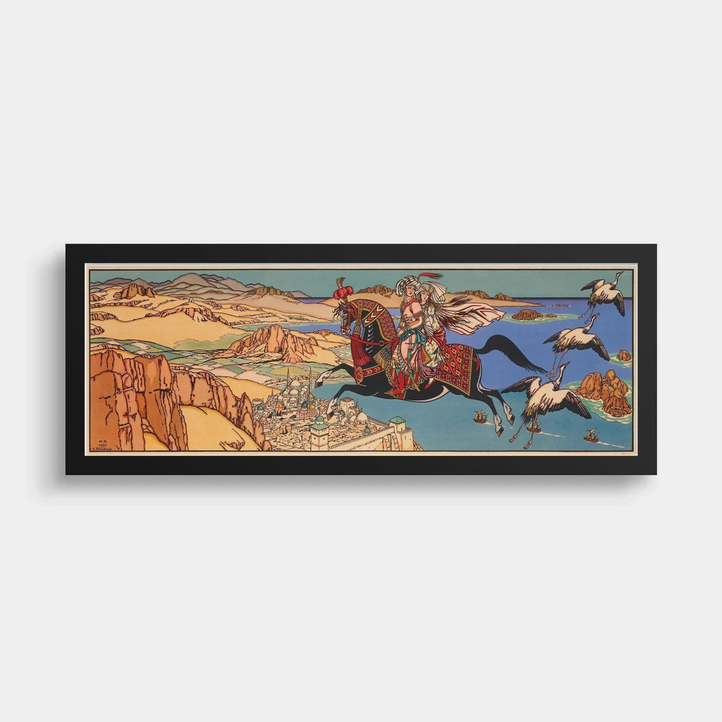 Estampe d'art féerique d'Ivan Bilibin, « Les Mille et Une Nuits ».