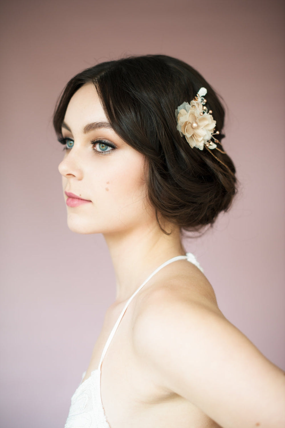 TAYLOR Silk Flower Bridal Hair Chain