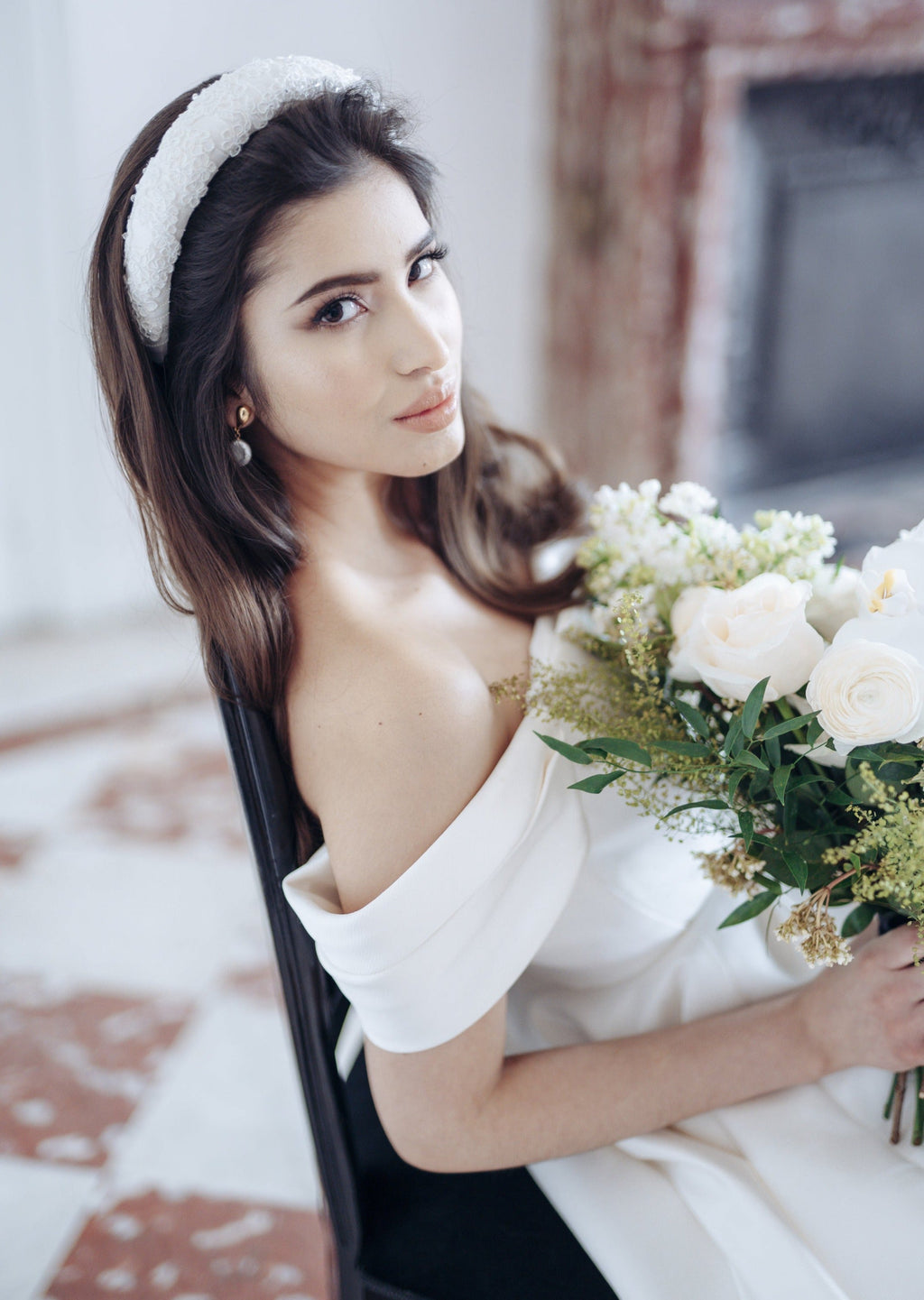 JUDY Beaded Vintage Lace Padded Headband