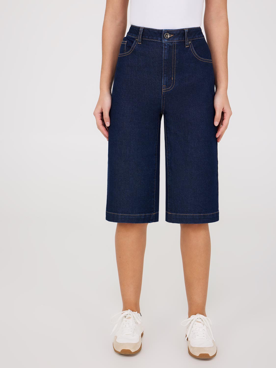 Bermuda en jean à jambes larges