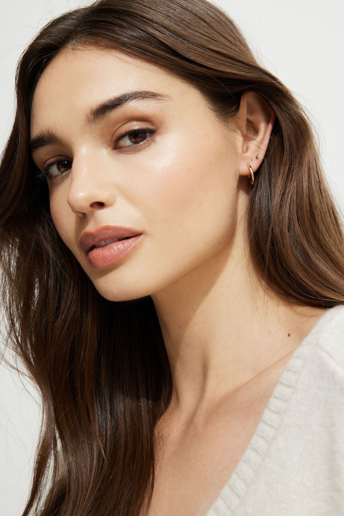 Lot de 3 boucles d'oreilles créoles linéaires délicates