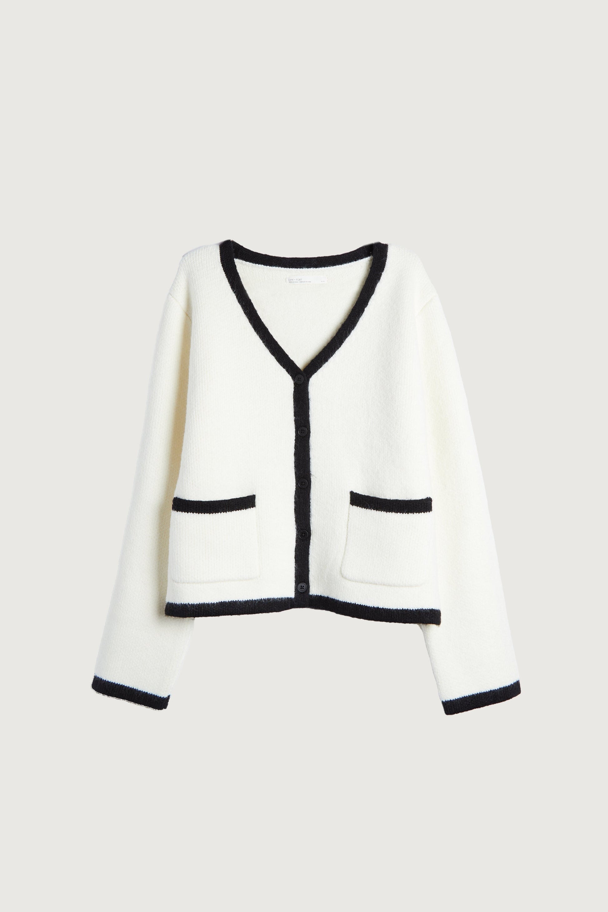 CARDIGAN BOUTONNÉ À BORDURES CONTRASTÉES