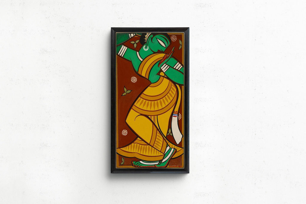 Estampe Jamini Roy de Gopini dansant : Art indien vintage (2x1)