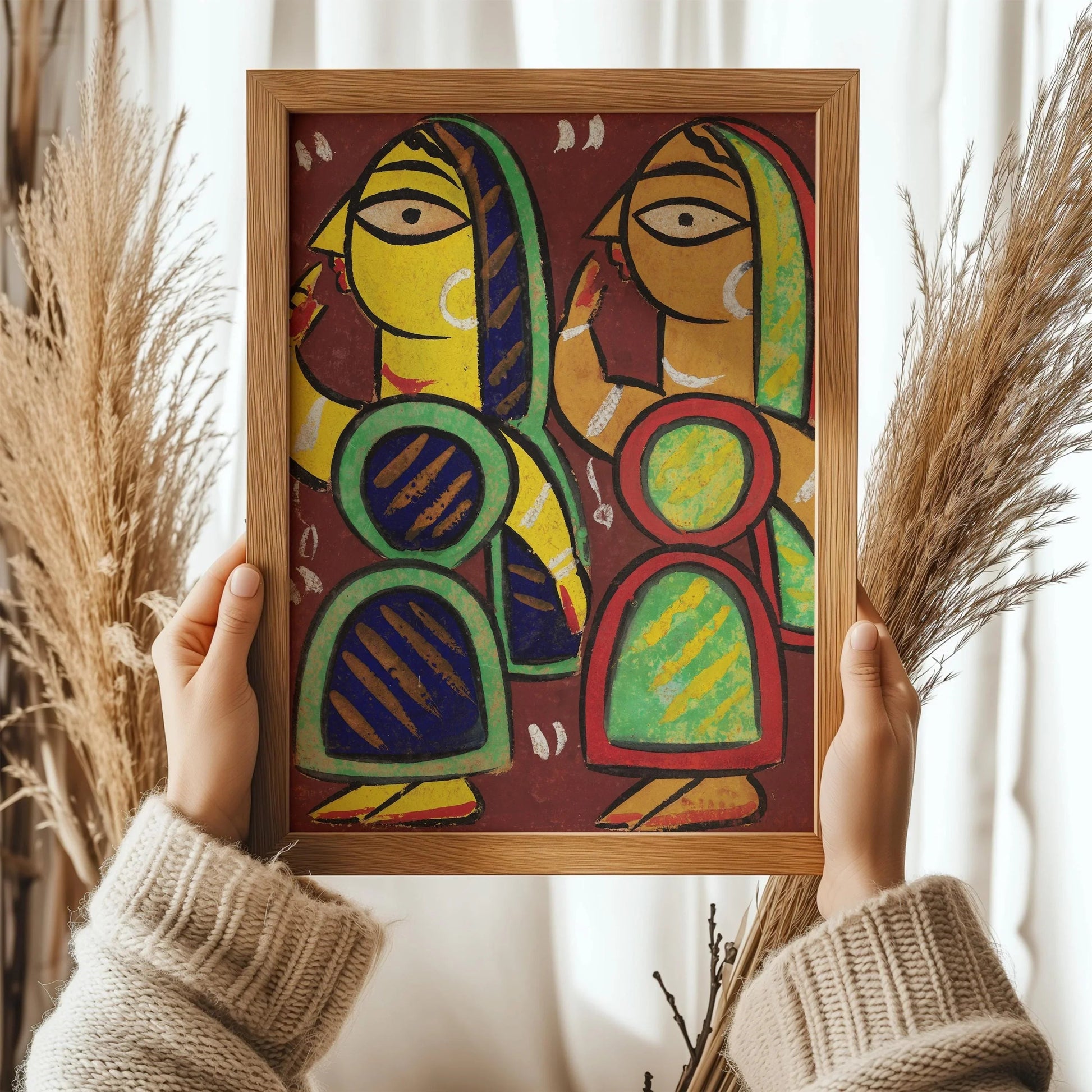 Jamini Roy - Sans titre | Œuvre d'art bengalie célèbre (Bengale-Occidental, Inde) (disponible encadrée ou non encadrée)