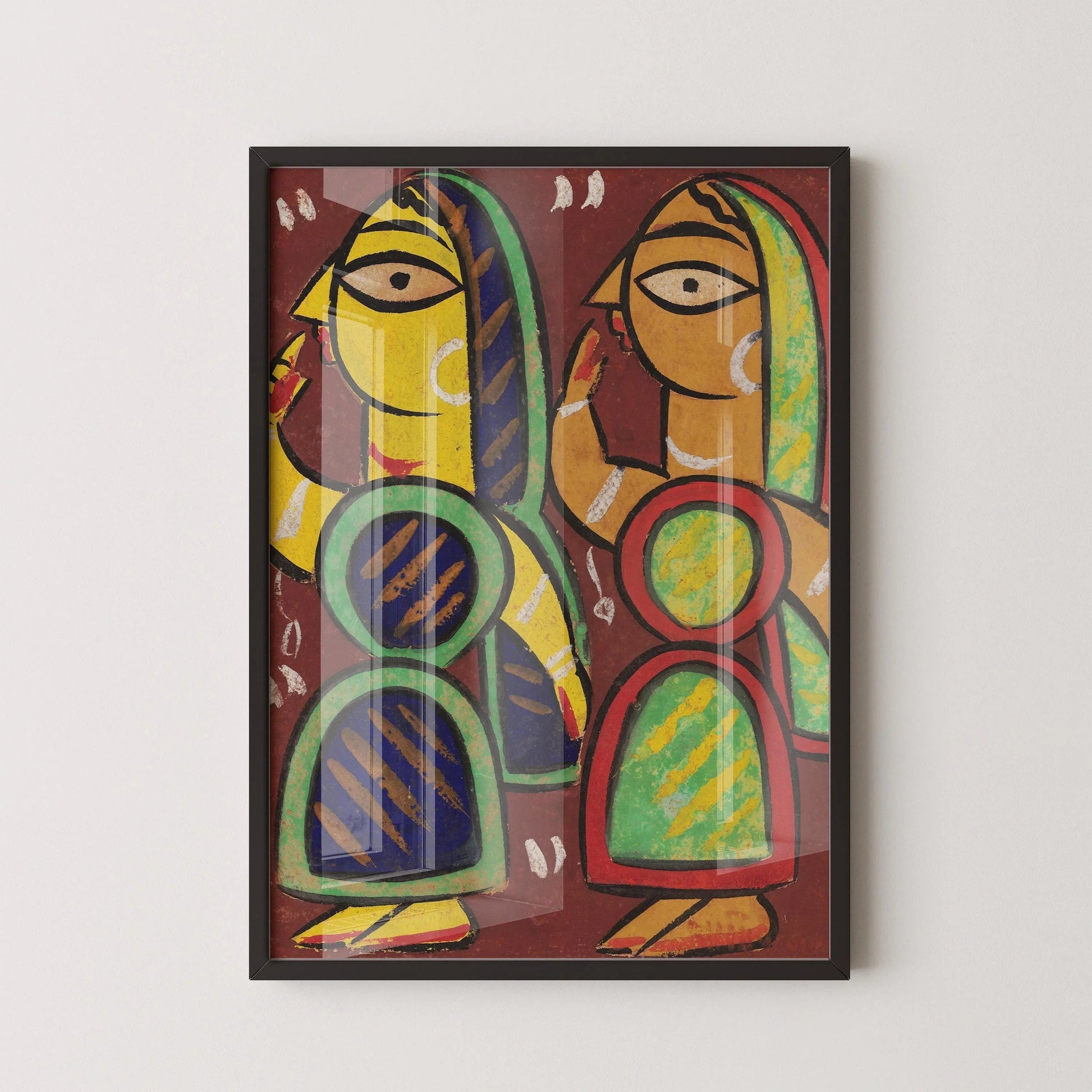Jamini Roy - Sans titre | Œuvre d'art bengalie célèbre (Bengale-Occidental, Inde) (disponible encadrée ou non encadrée)