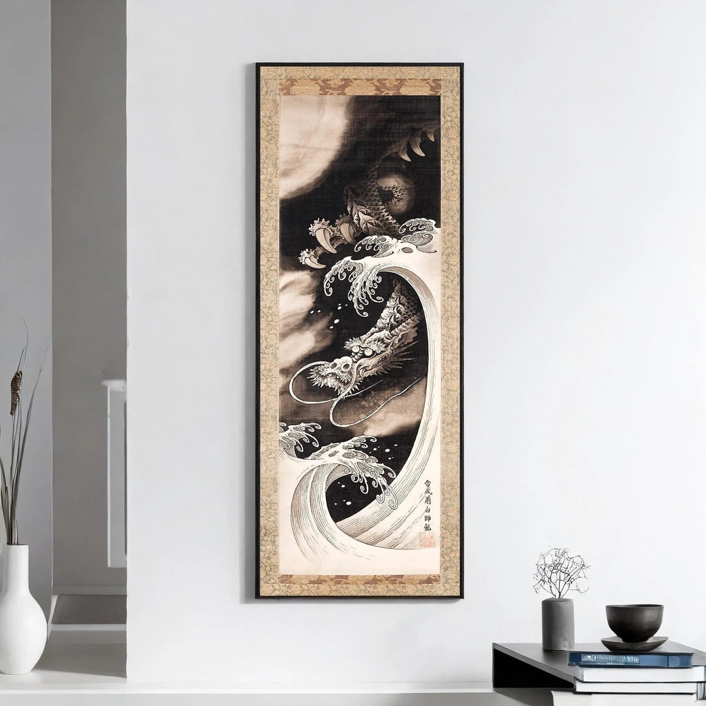 Estampe japonaise représentant un dragon : reproduction giclée vintage de Soga Sohaku