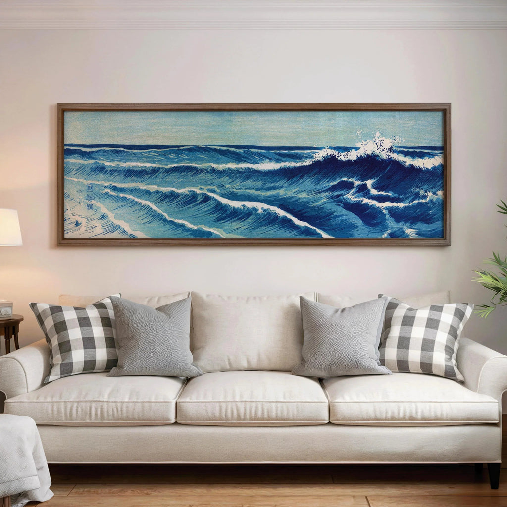 Estampe japonaise de paysage marin : Vagues océaniques d'Uehara Konen (Giclée)
