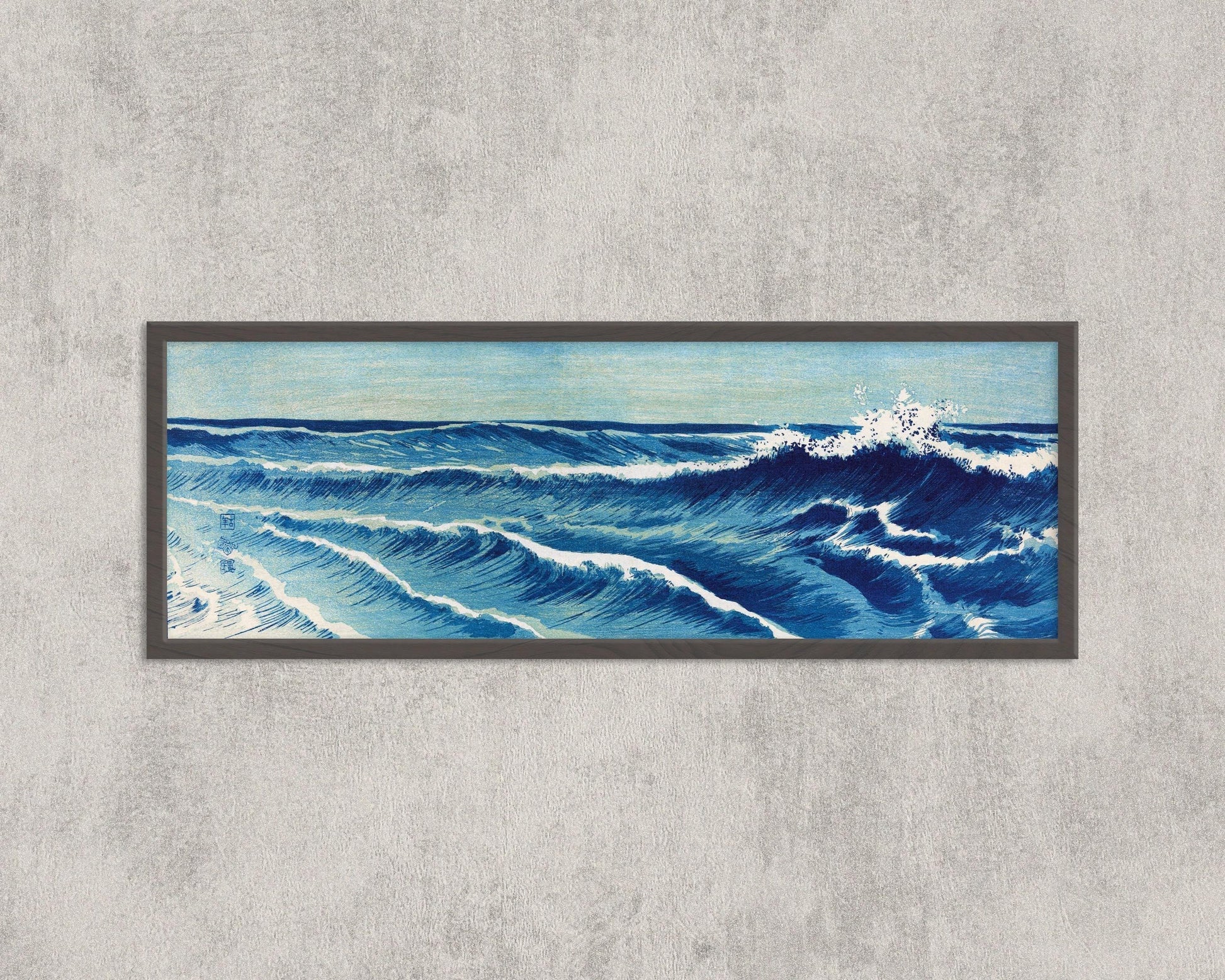 Estampe japonaise de paysage marin : Vagues océaniques d'Uehara Konen (Giclée)