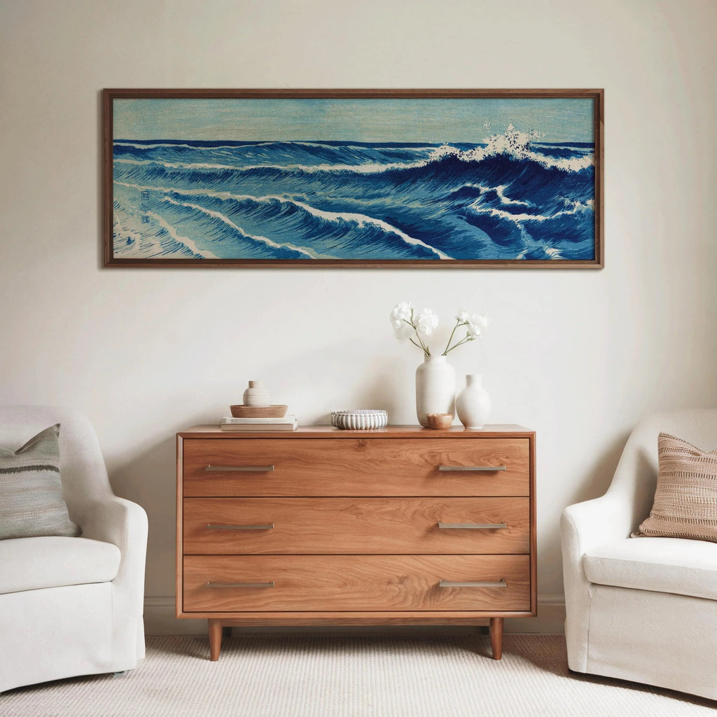 Estampe japonaise de paysage marin : Vagues océaniques d'Uehara Konen (Giclée)