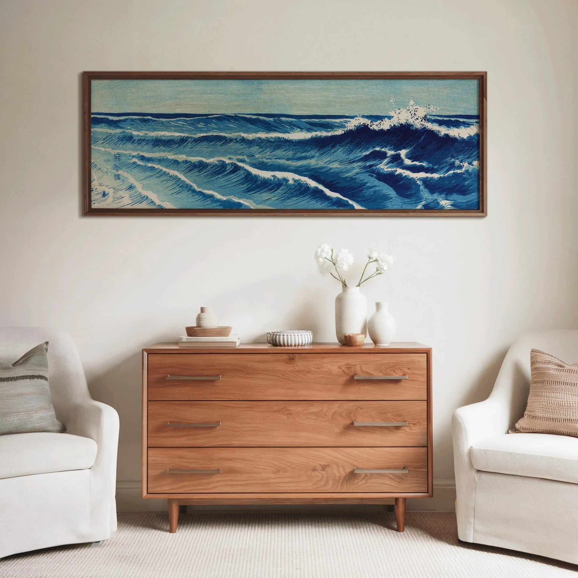 Estampe japonaise de paysage marin : Vagues océaniques d'Uehara Konen (Giclée)