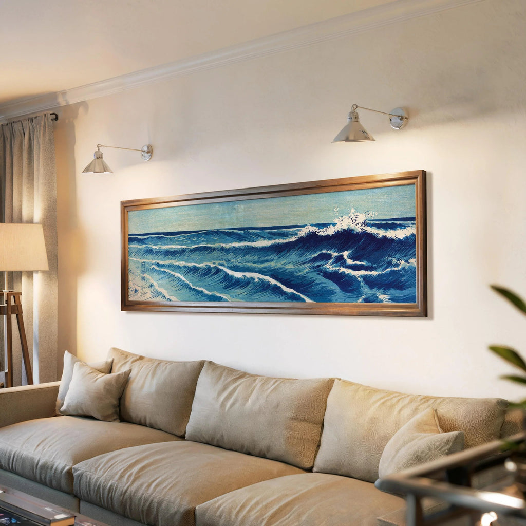 Estampe japonaise de paysage marin : Vagues océaniques d'Uehara Konen (Giclée)