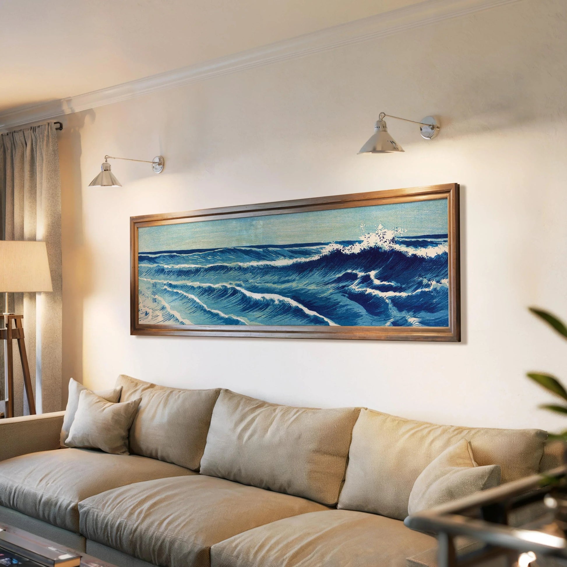 Estampe japonaise de paysage marin : Vagues océaniques d'Uehara Konen (Giclée)