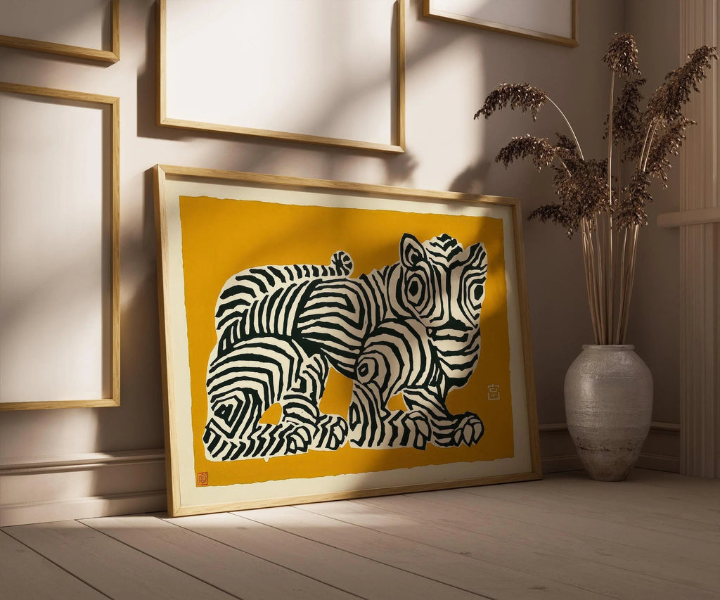 Japanese Tiger Art Print: Tokuriki Tomikichiro Abstract Giclee