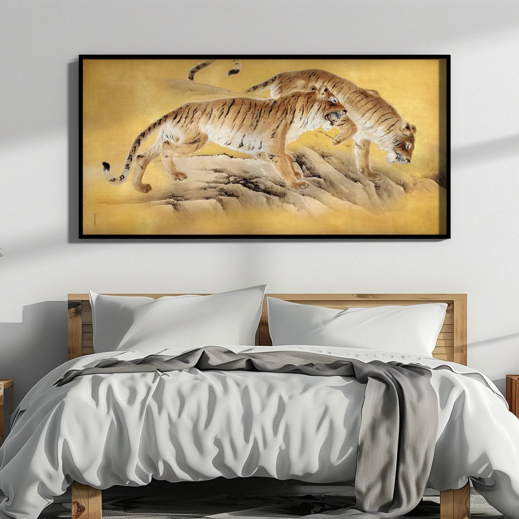 Estampe d'art représentant un tigre japonais : panoramique asiatique vintage giclée