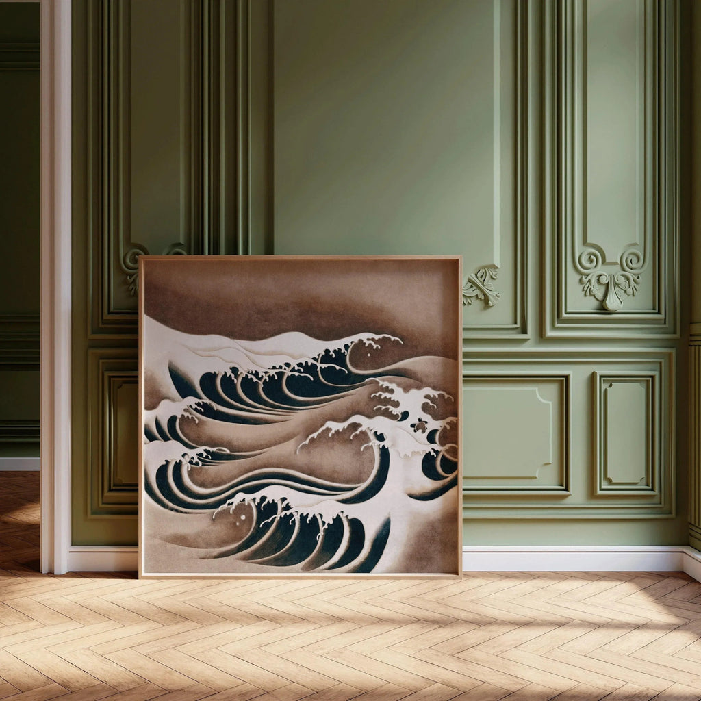 Estampe artistique « Vagues japonaises » : Impression giclée vintage « Océan tourbillonnant » (1x1)