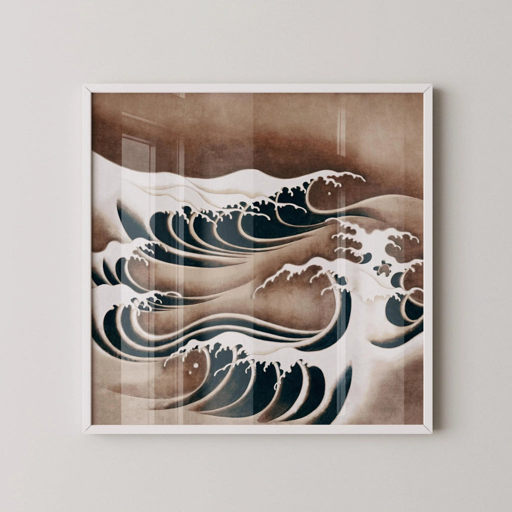 Estampe artistique « Vagues japonaises » : Impression giclée vintage « Océan tourbillonnant » (1x1)