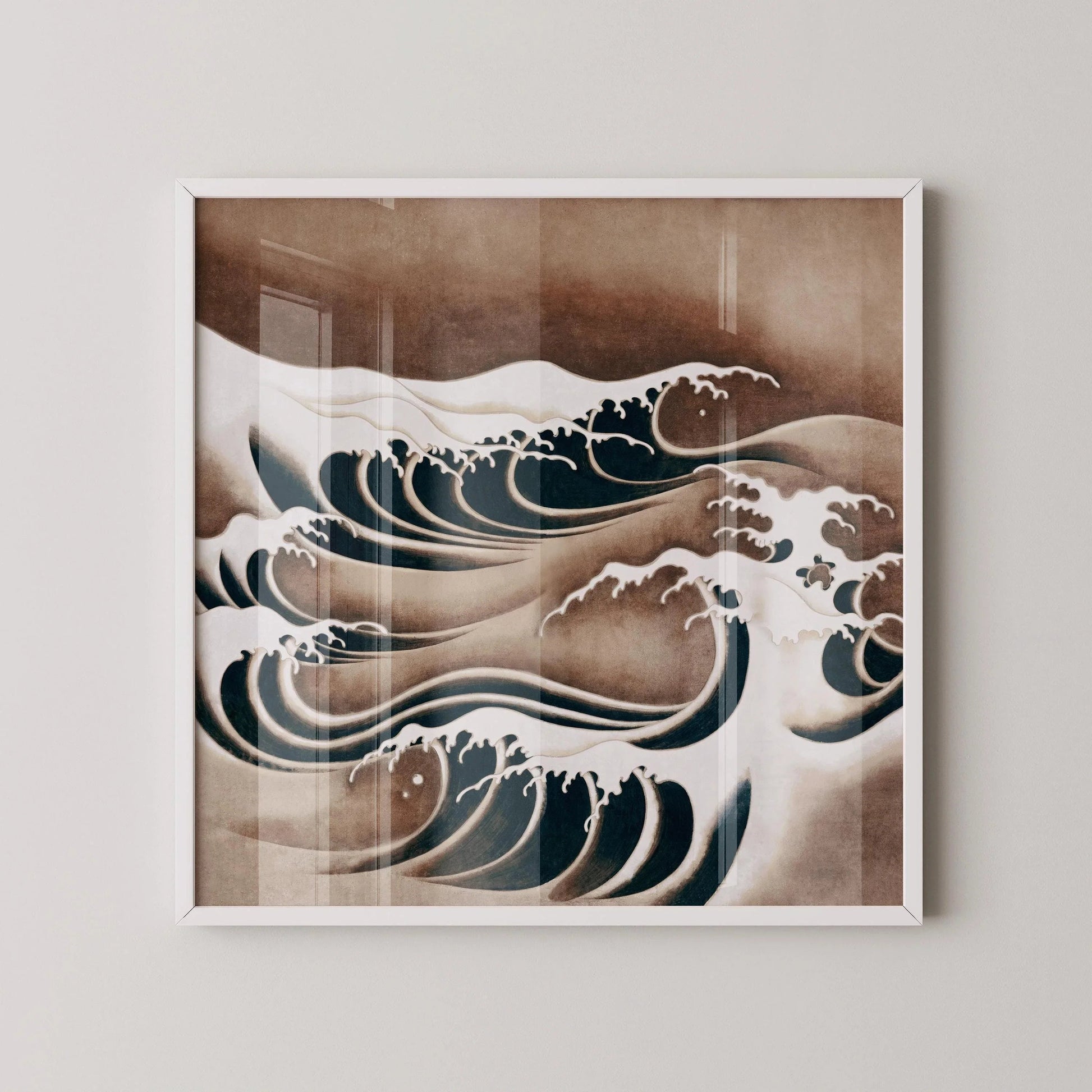 Estampe artistique « Vagues japonaises » : Impression giclée vintage « Océan tourbillonnant » (1x1)