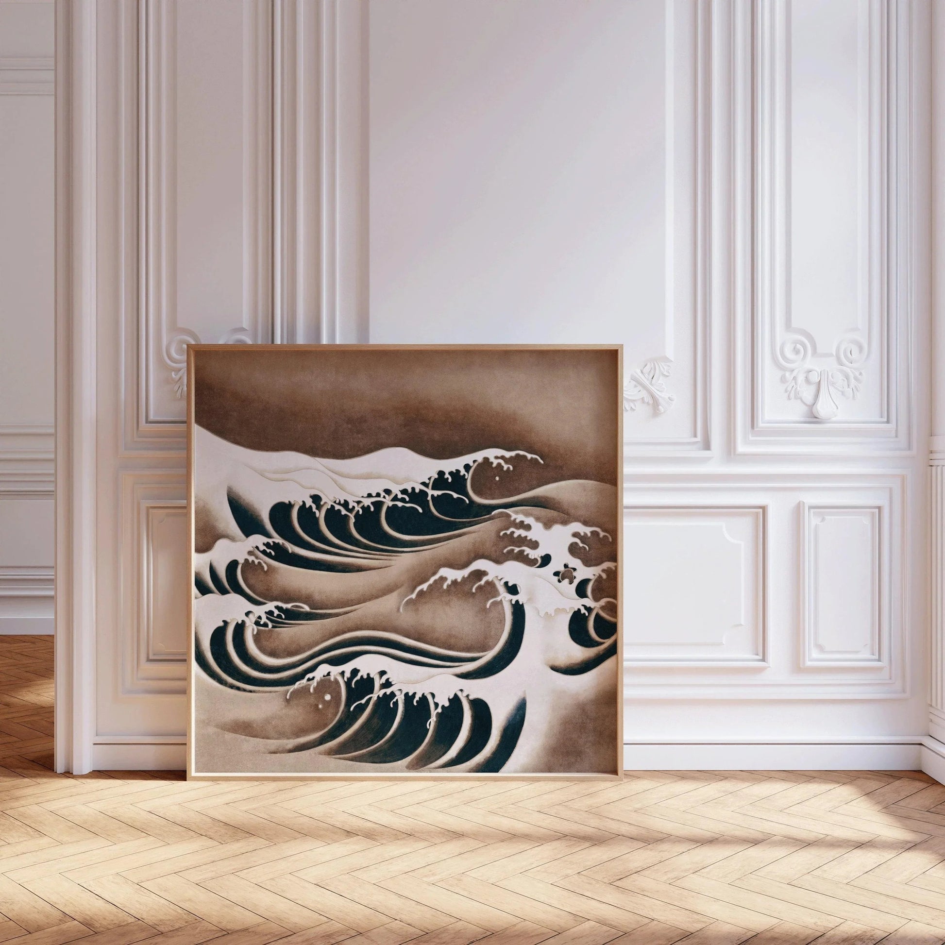 Estampe artistique « Vagues japonaises » : Impression giclée vintage « Océan tourbillonnant » (1x1)