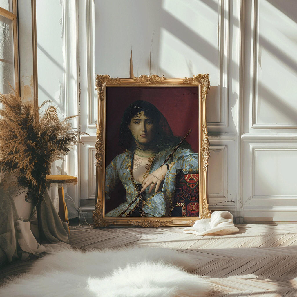 Jean-Léon Gérôme - Beauté circassienne voilée | Art orientaliste (disponible encadré à la main ou non encadré)