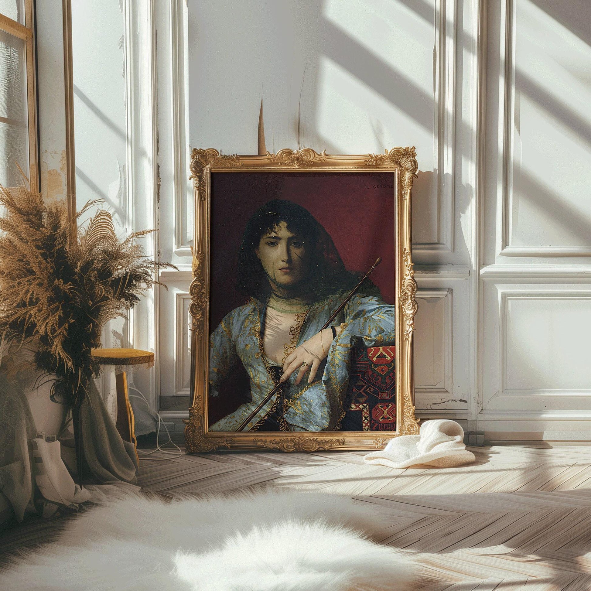 Jean-Léon Gérôme - Beauté circassienne voilée | Art orientaliste (disponible encadré à la main ou non encadré)