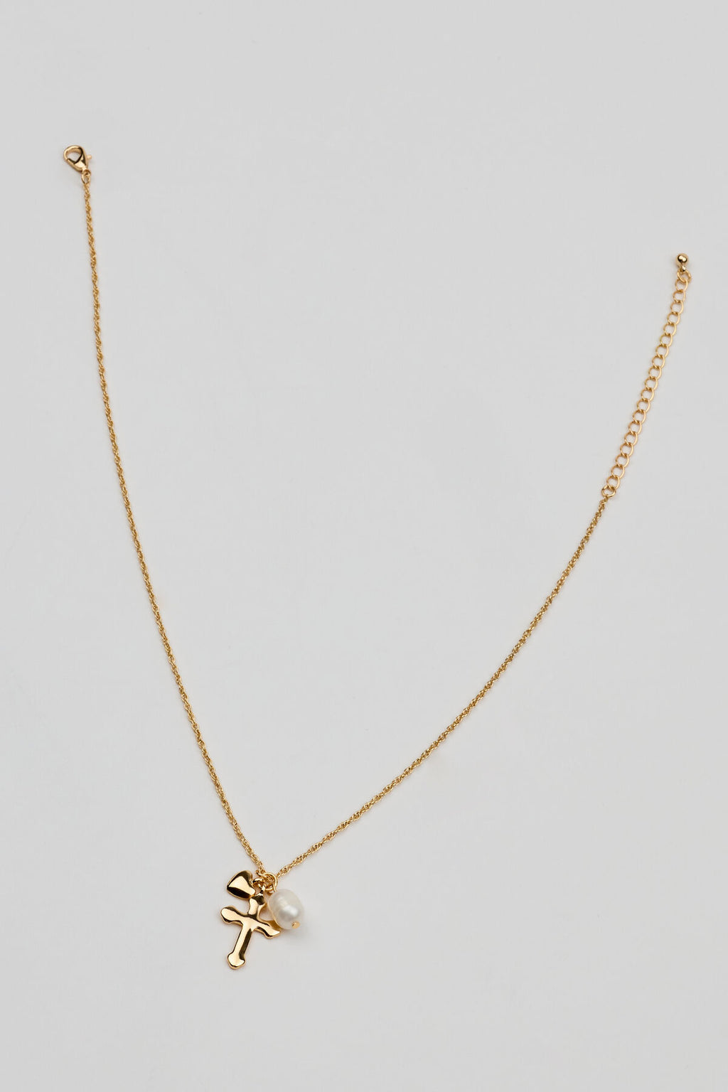 Collier Croix, Perle et Cœur