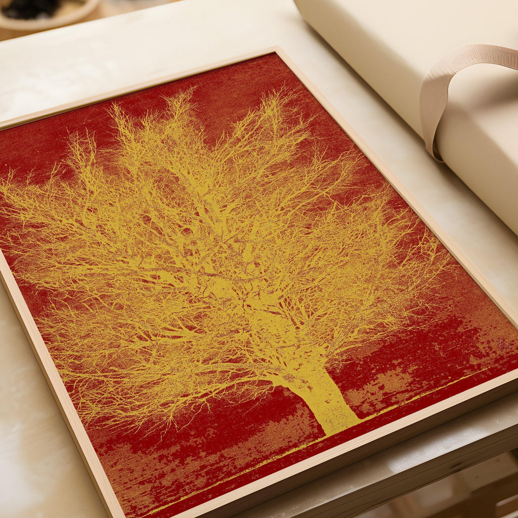 Estampe de Joichi Hoshi Gold Tree : Art japonais ancien sur bois
