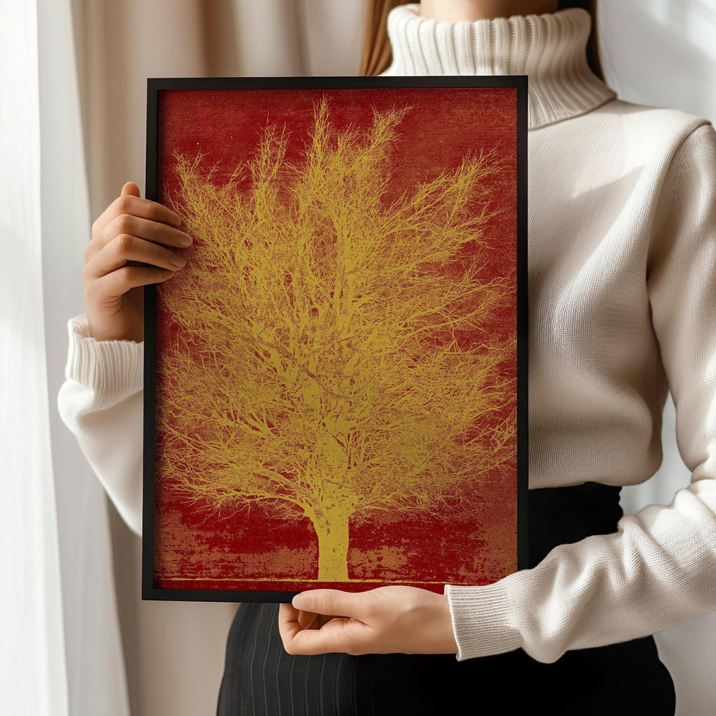 Estampe de Joichi Hoshi Gold Tree : Art japonais ancien sur bois
