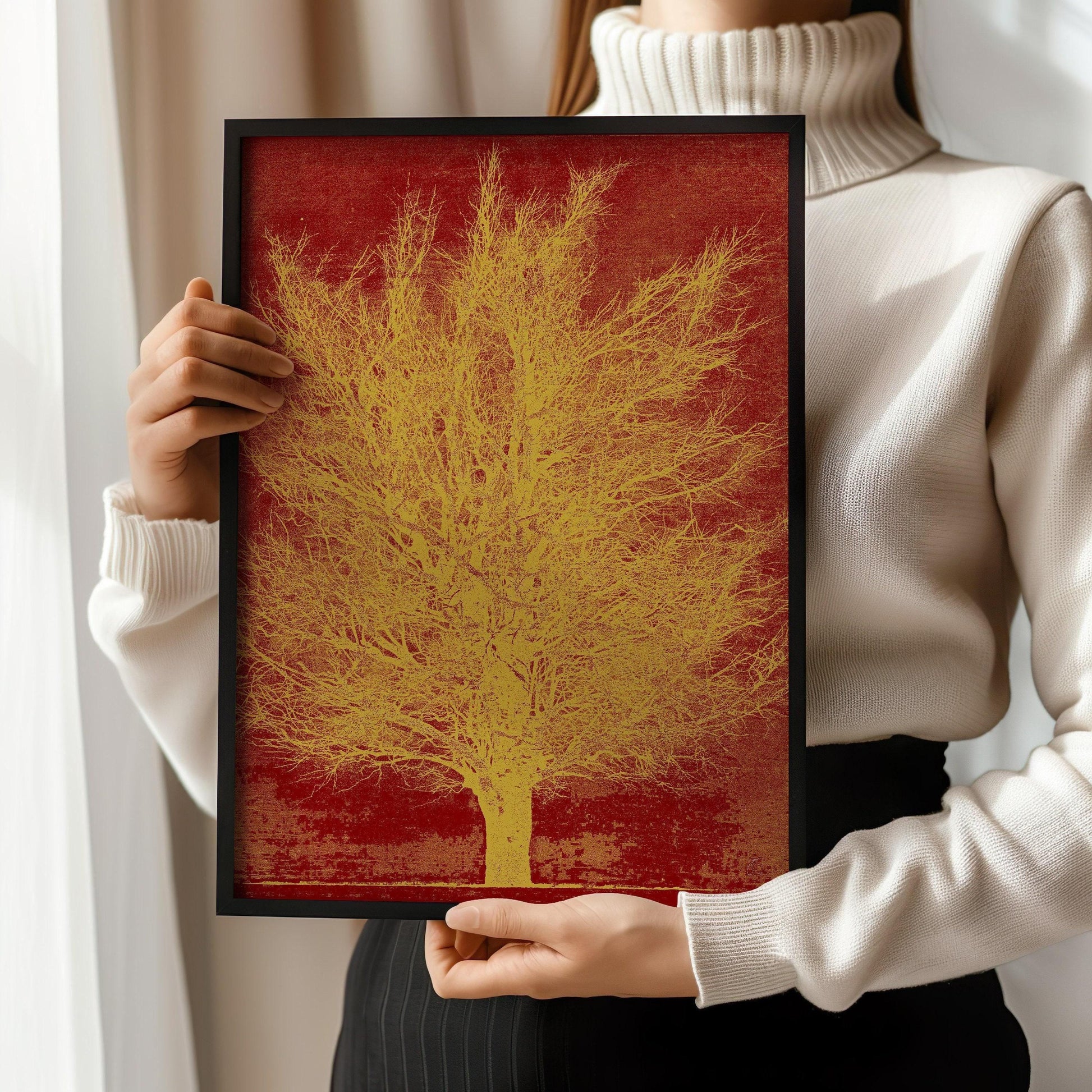Estampe de Joichi Hoshi Gold Tree : Art japonais ancien sur bois