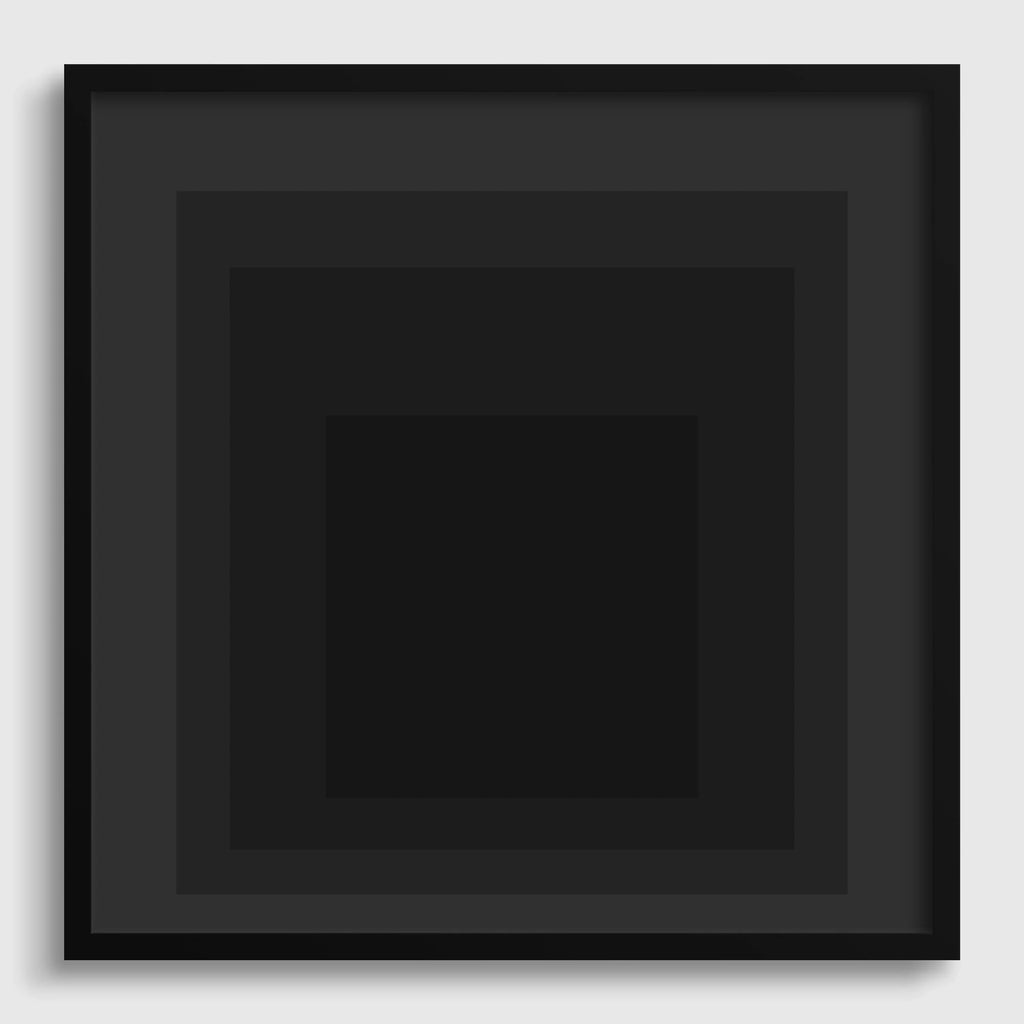 Estampe giclée « Ange » inspirée par Josef Albers : Art moderne du milieu du XXe siècle, hommage noir au carré