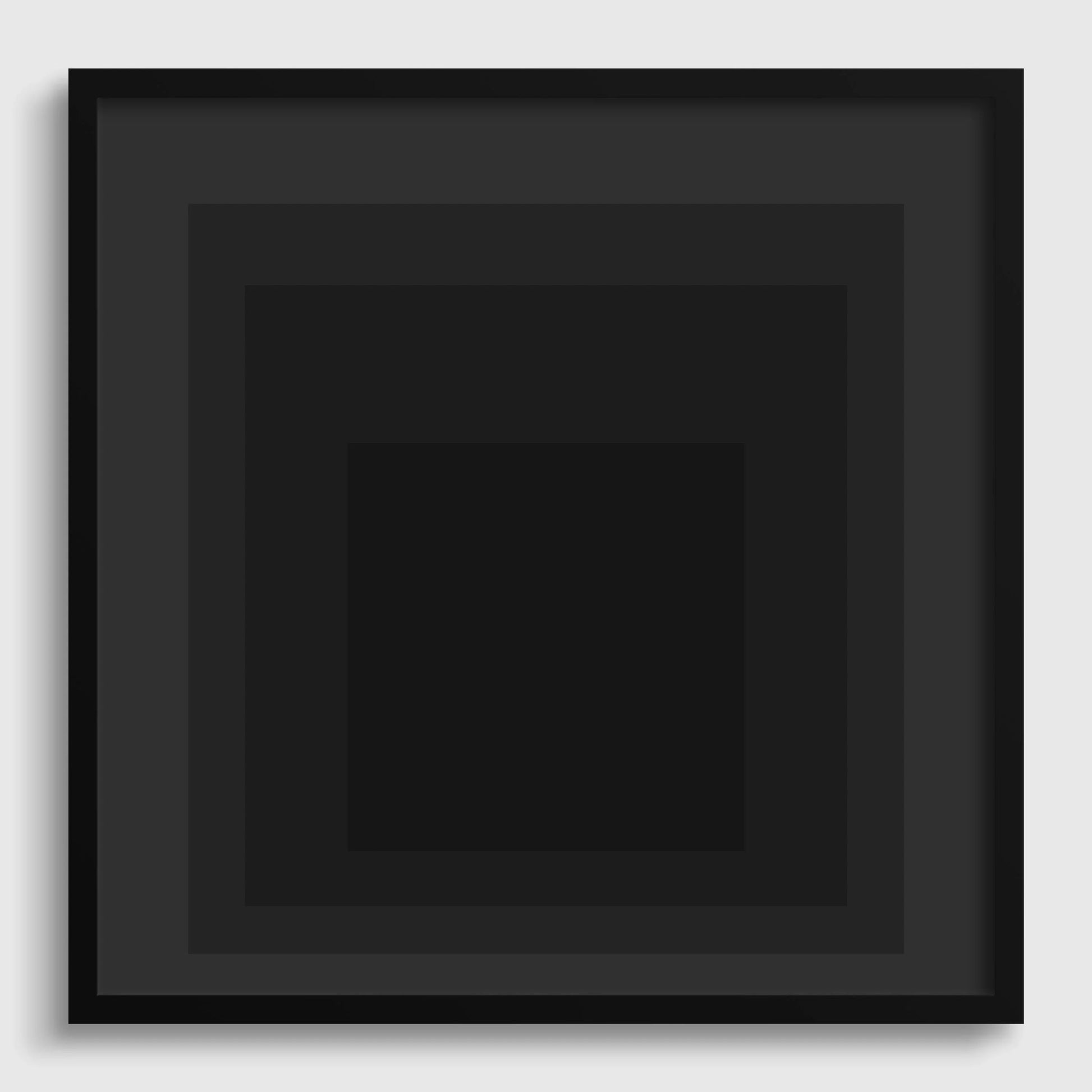 Estampe giclée « Ange » inspirée par Josef Albers : Art moderne du milieu du XXe siècle, hommage noir au carré