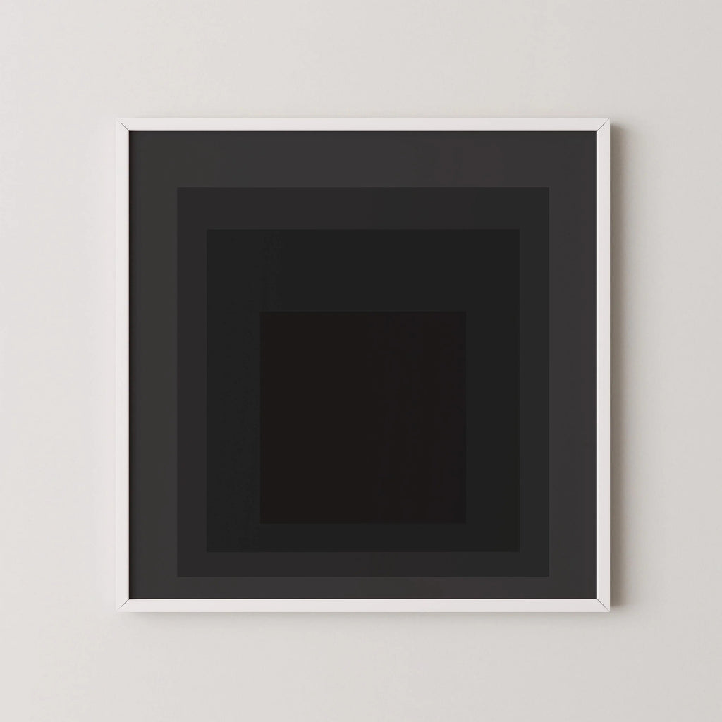 Estampe giclée « Ange » inspirée par Josef Albers : Art moderne du milieu du XXe siècle, hommage noir au carré