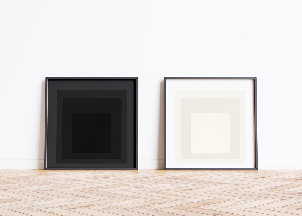 Ensemble d'estampes inspirées de Josef Albers : Duo carré moderne du milieu du siècle