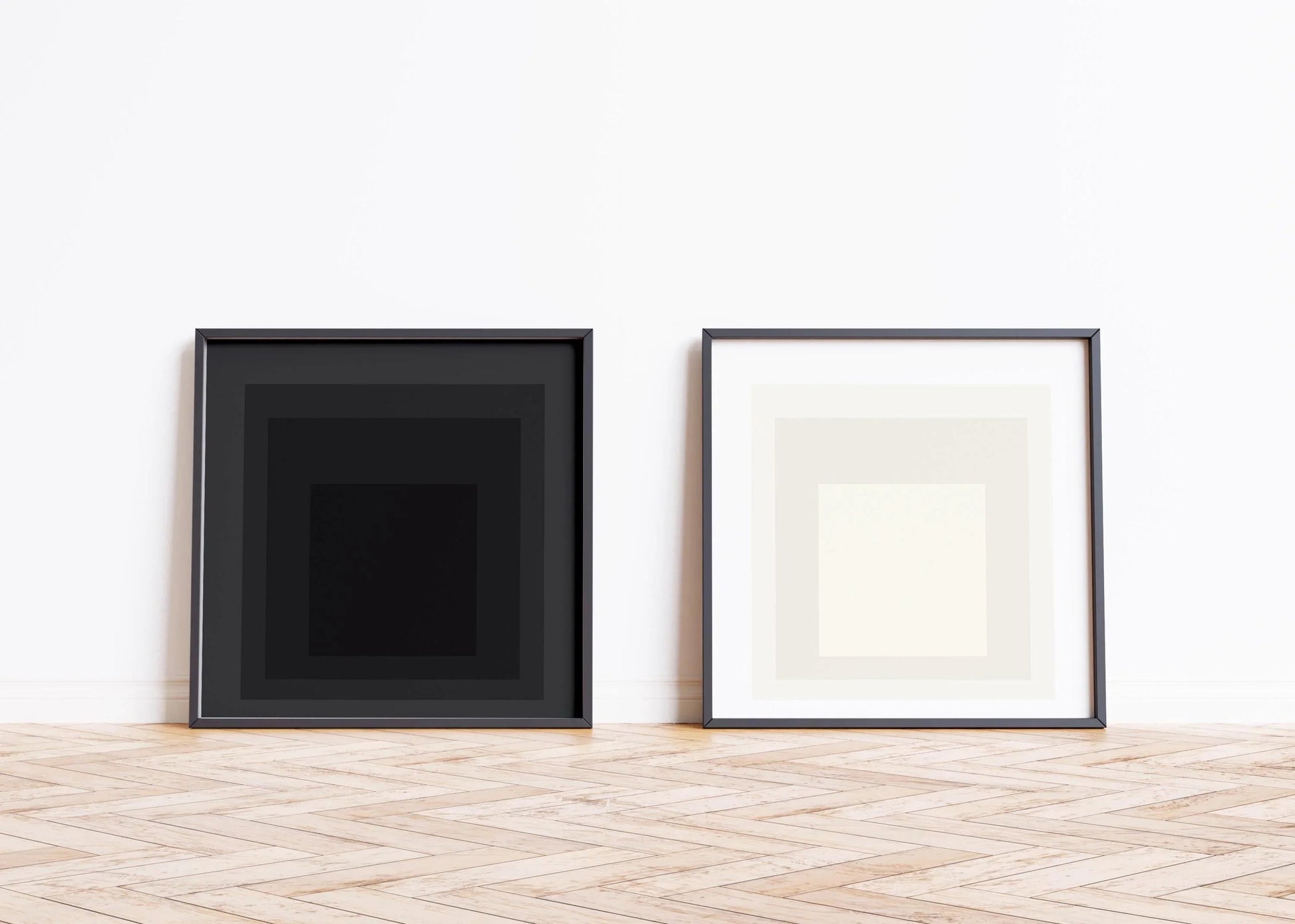 Ensemble d'estampes inspirées de Josef Albers : Duo carré moderne du milieu du siècle