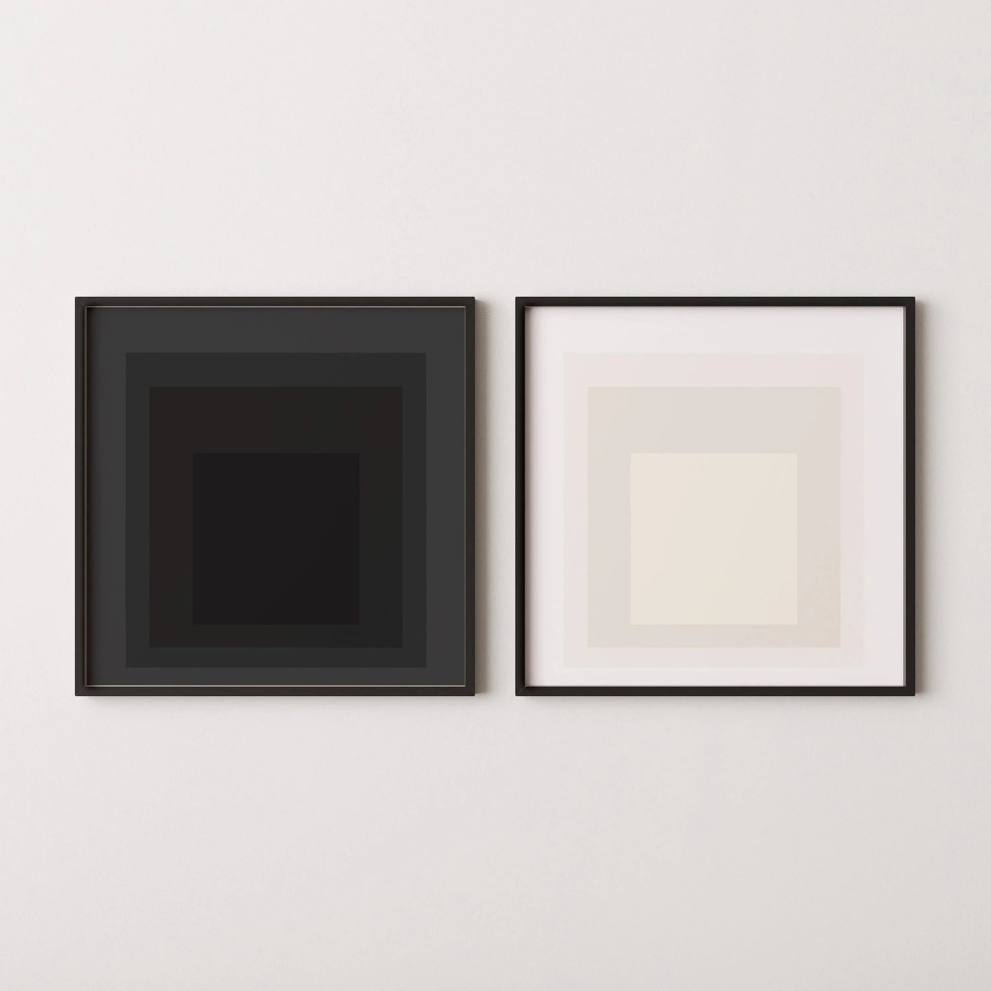 Ensemble d'estampes inspirées de Josef Albers : Duo carré moderne du milieu du siècle