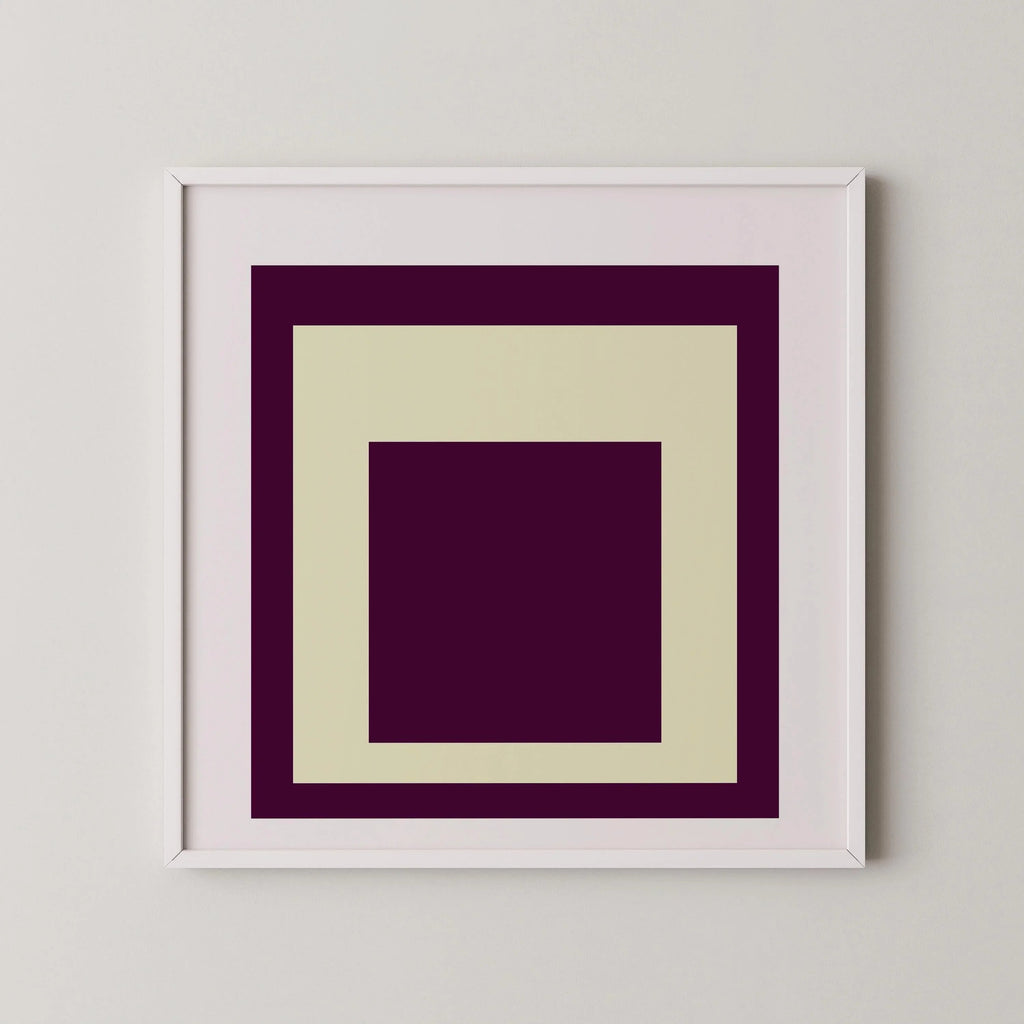Estampe « Hommage au carré » inspirée par Josef Albers, style moderne du milieu du XXe siècle, avec option encadrée