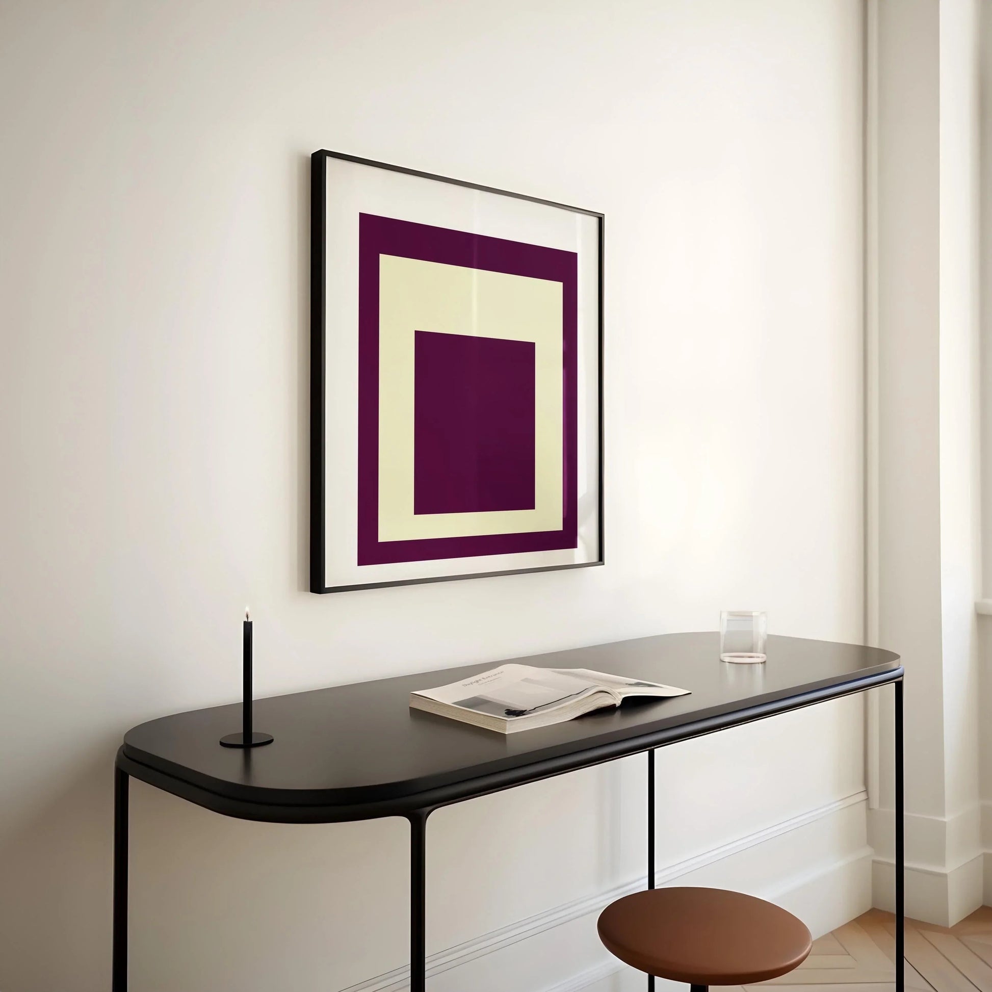 Estampe « Hommage au carré » inspirée par Josef Albers, style moderne du milieu du XXe siècle, avec option encadrée