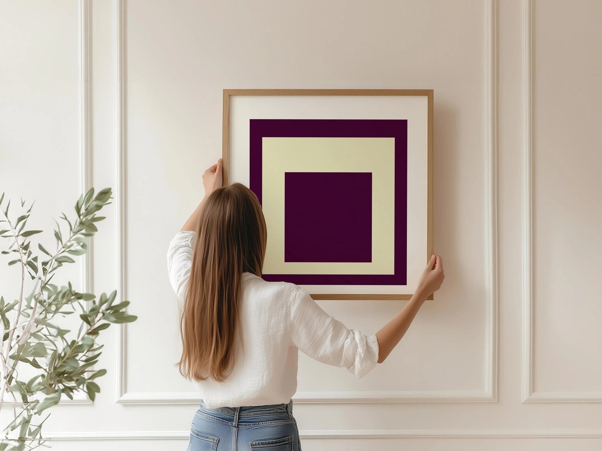 Estampe « Hommage au carré » inspirée par Josef Albers, style moderne du milieu du XXe siècle, avec option encadrée