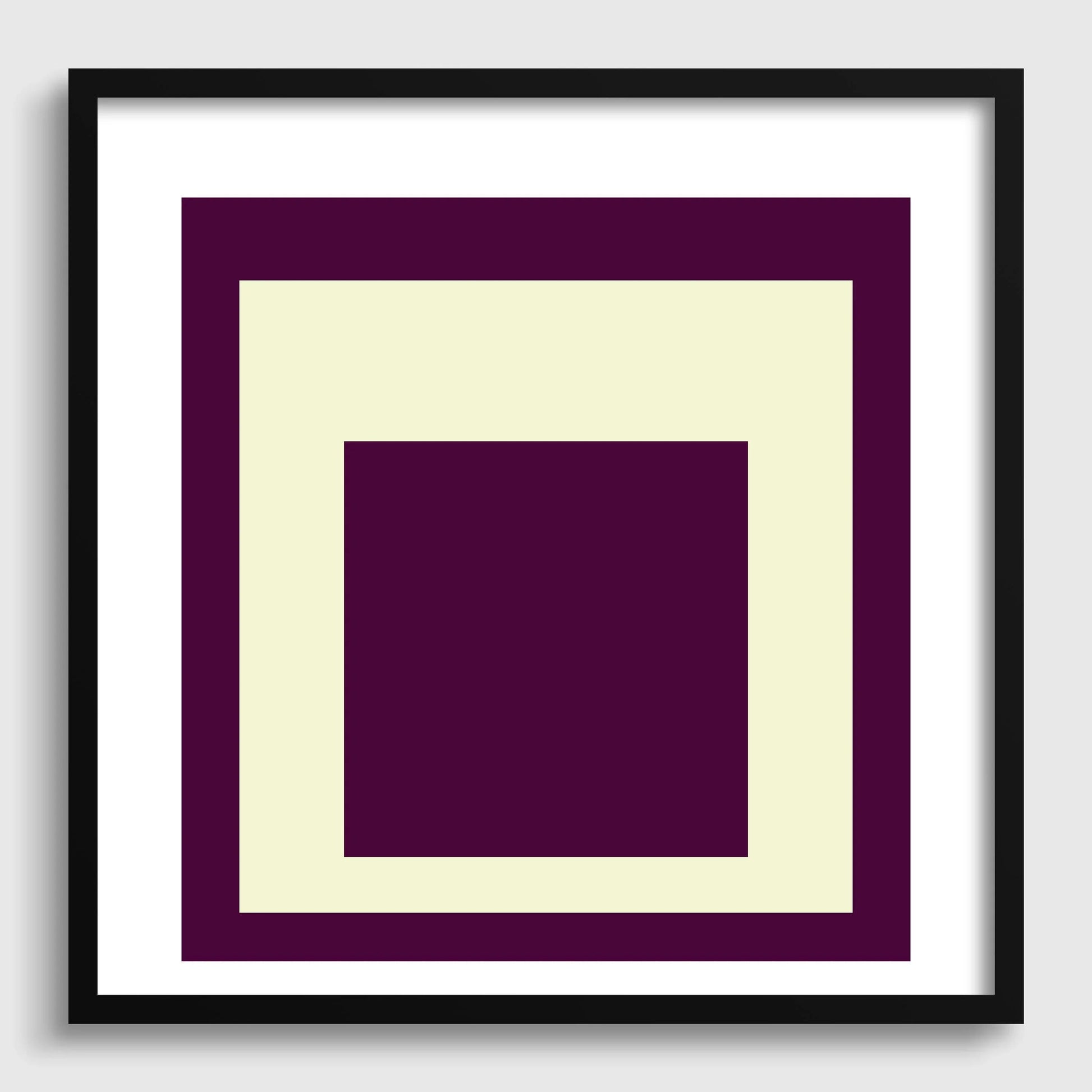 Estampe « Hommage au carré » inspirée par Josef Albers, style moderne du milieu du XXe siècle, avec option encadrée