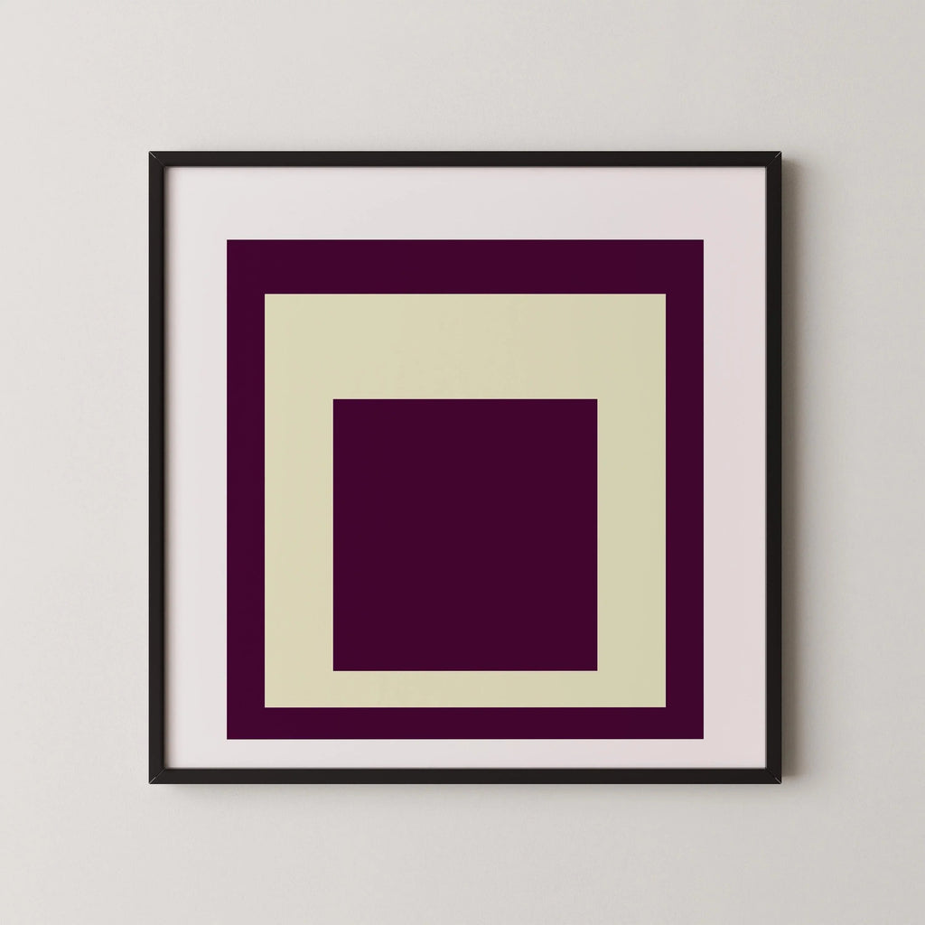 Estampe « Hommage au carré » inspirée par Josef Albers, style moderne du milieu du XXe siècle, avec option encadrée