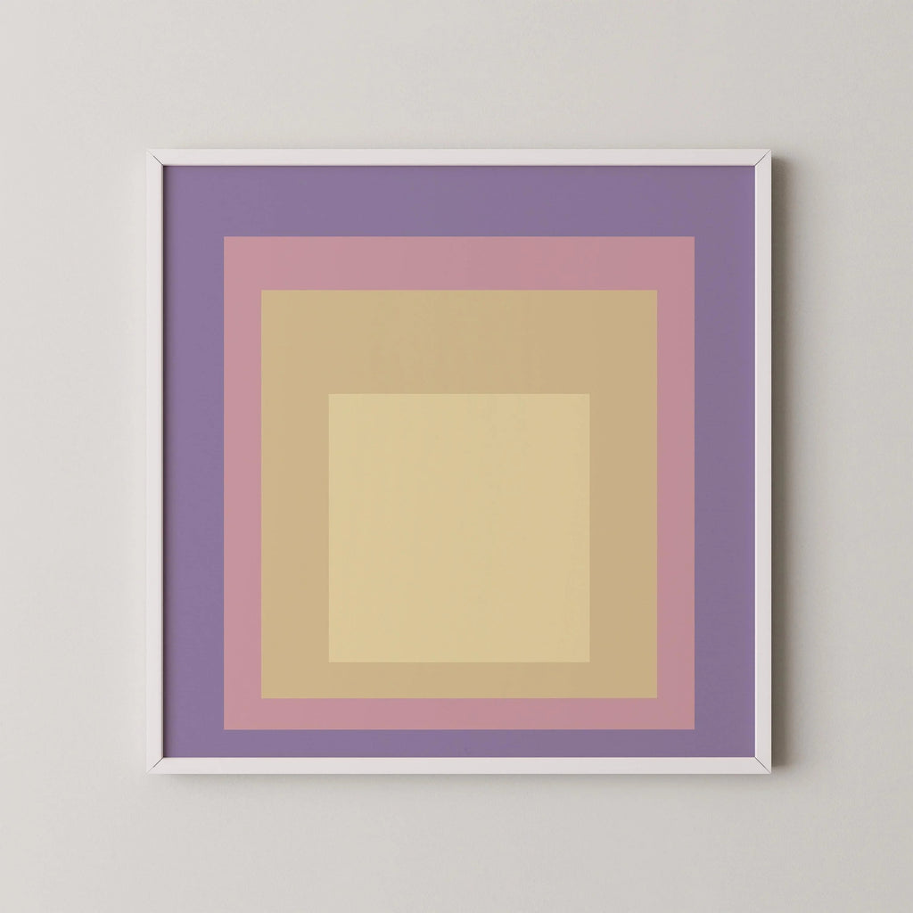 Estampe « Crépuscule » inspirée par Josef Albers : Hommage moderne du milieu du XXe siècle au carré