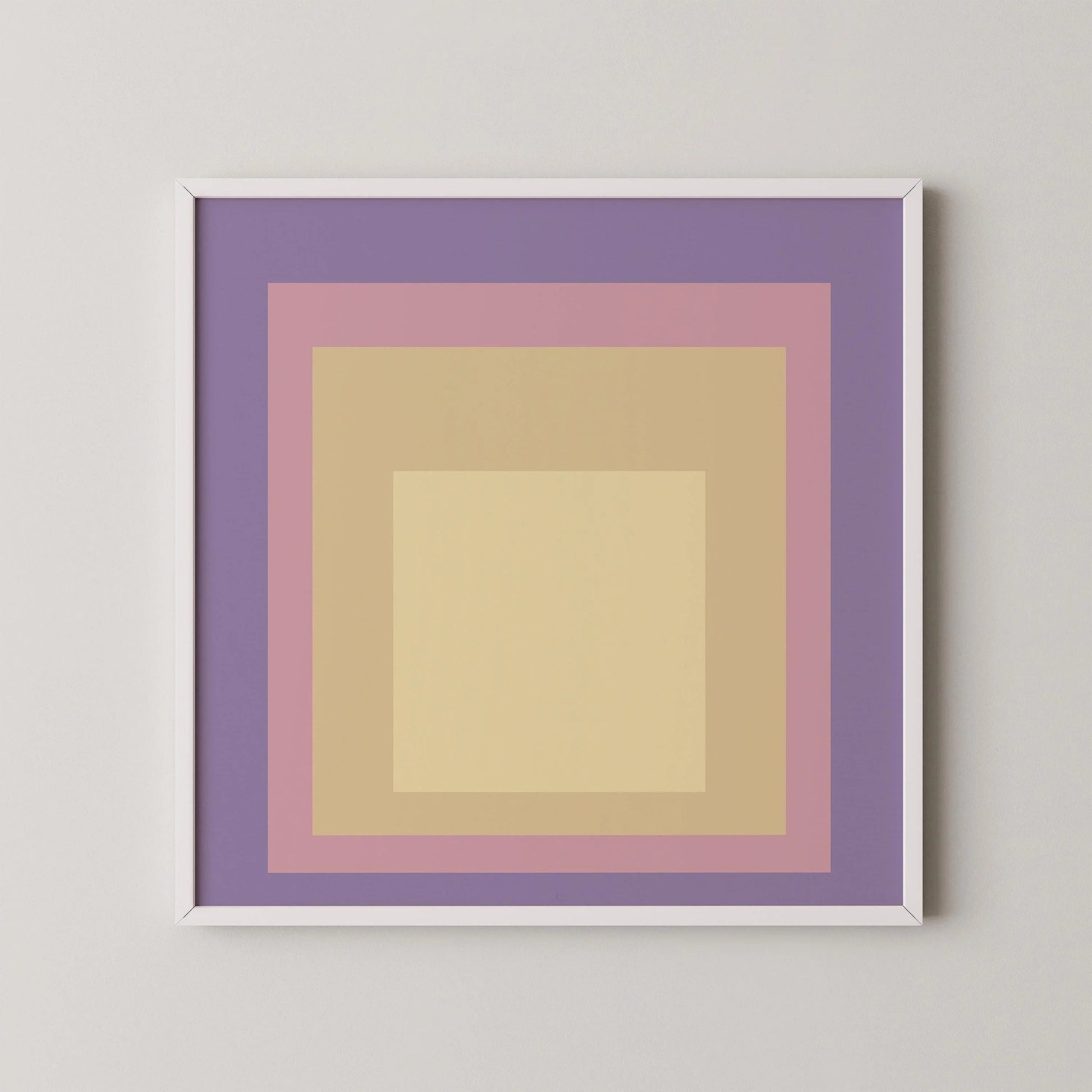 Estampe « Crépuscule » inspirée par Josef Albers : Hommage moderne du milieu du XXe siècle au carré