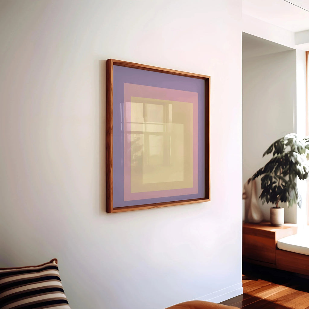 Estampe « Crépuscule » inspirée par Josef Albers : Hommage moderne du milieu du XXe siècle au carré