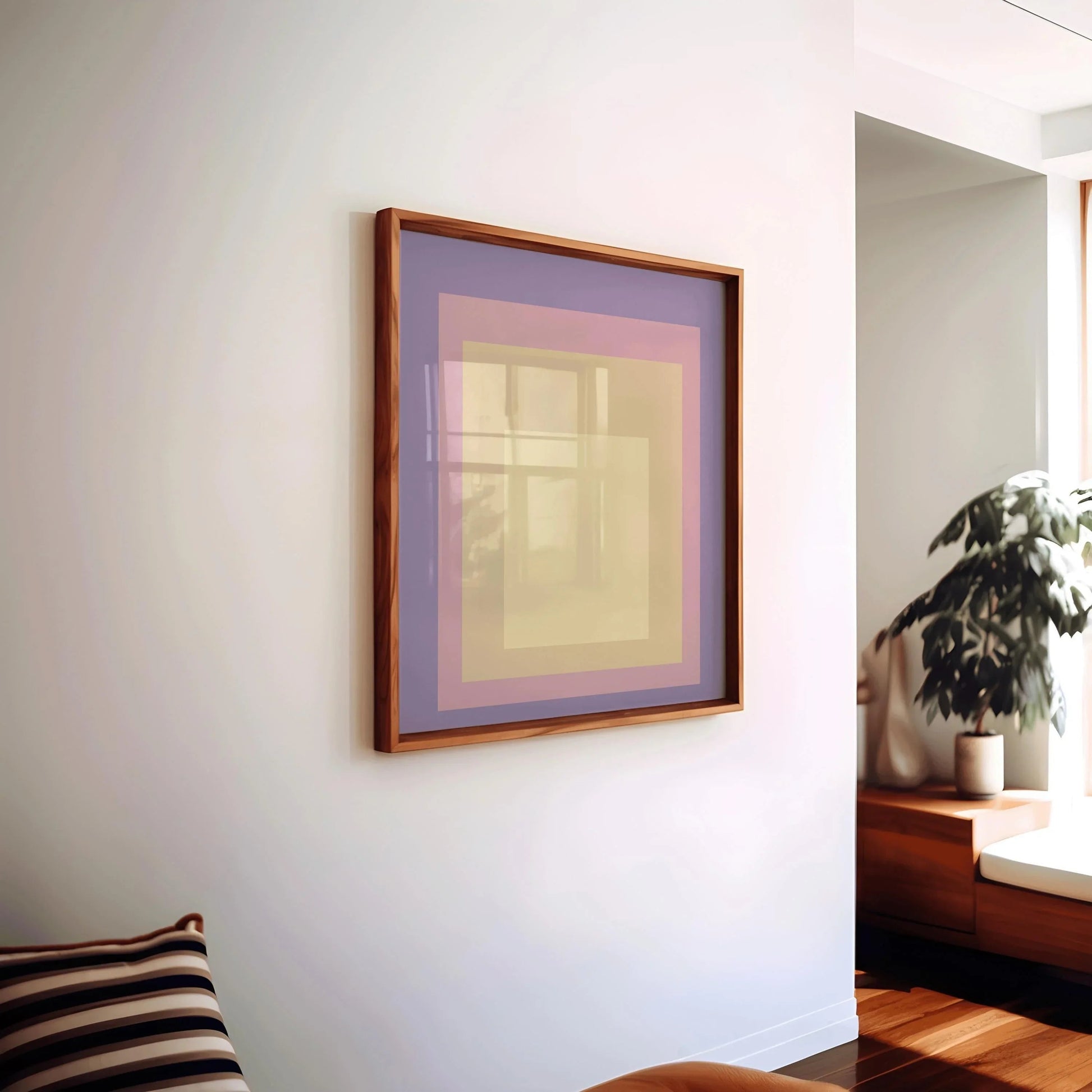 Estampe « Crépuscule » inspirée par Josef Albers : Hommage moderne du milieu du XXe siècle au carré