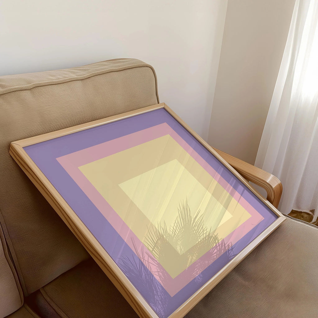 Estampe « Crépuscule » inspirée par Josef Albers : Hommage moderne du milieu du XXe siècle au carré