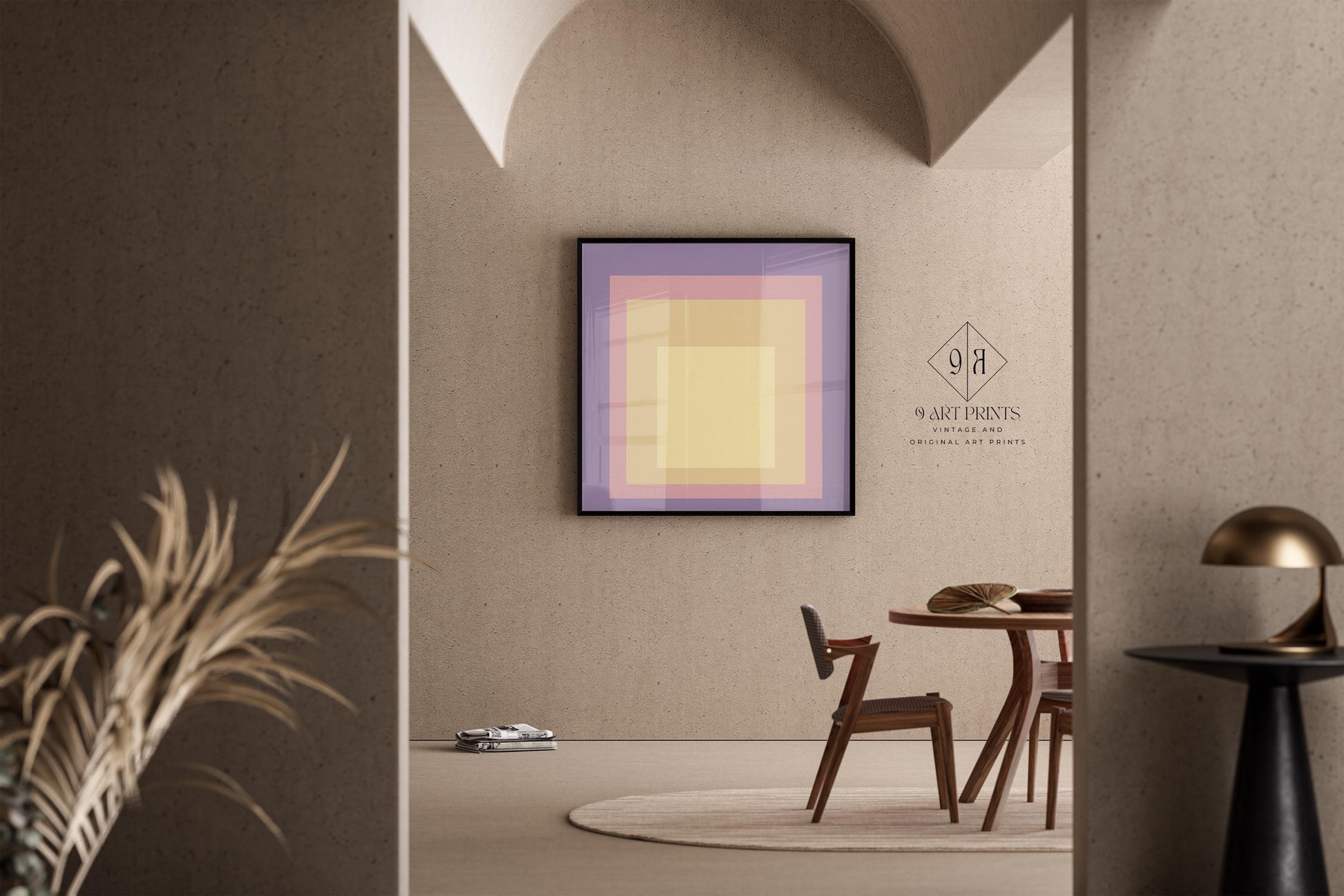 Estampe « Crépuscule » inspirée par Josef Albers : Hommage moderne du milieu du XXe siècle au carré